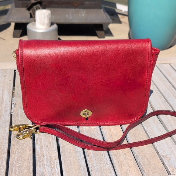 Coach Handbags - Vintage Coach NYC Convertible Clutch 9635 Red/Brass